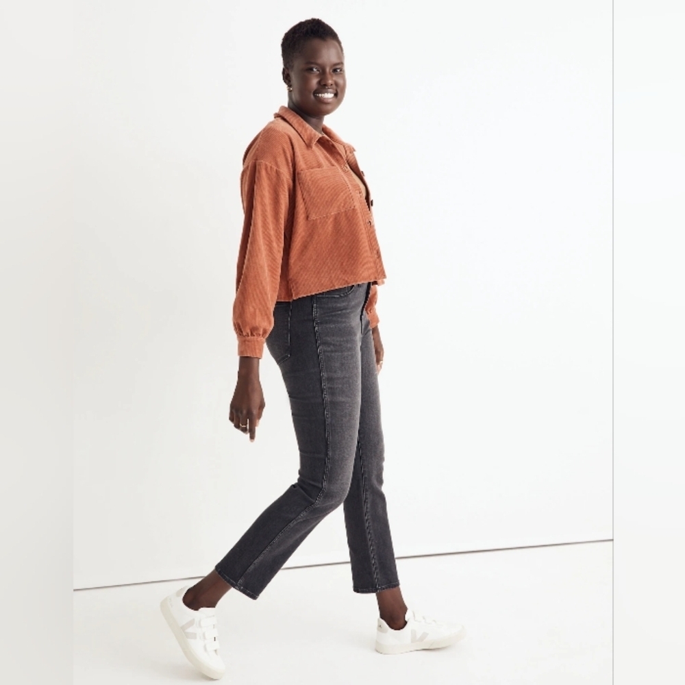 Madewell Knit Corduroy Crop Shirt Jacket Sz M
